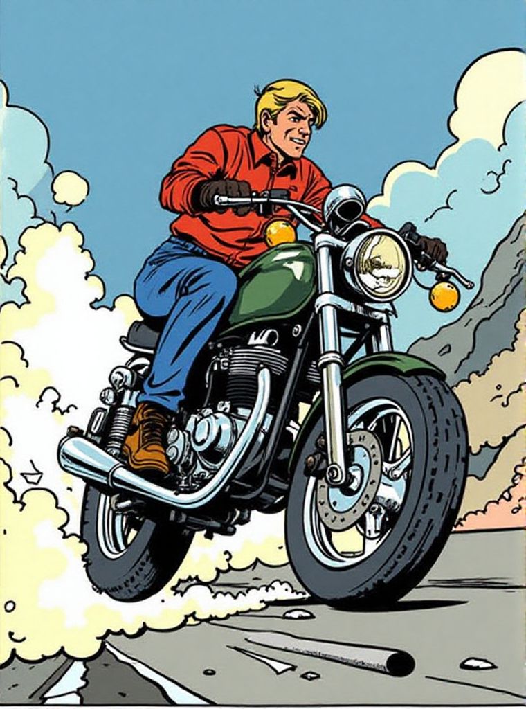 882629330_a man riding a motorbike, speeding, air flow in air, jet_ _lora_flux_turbo_alpha_1_ _ _lora_rickhochet-fl-01_0.6_ rickhochet, co.jpg
